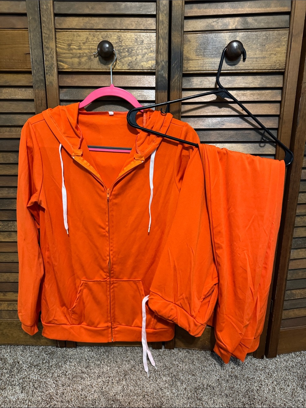 Women's Orange Zip Hoodie Jacket and Pants Set